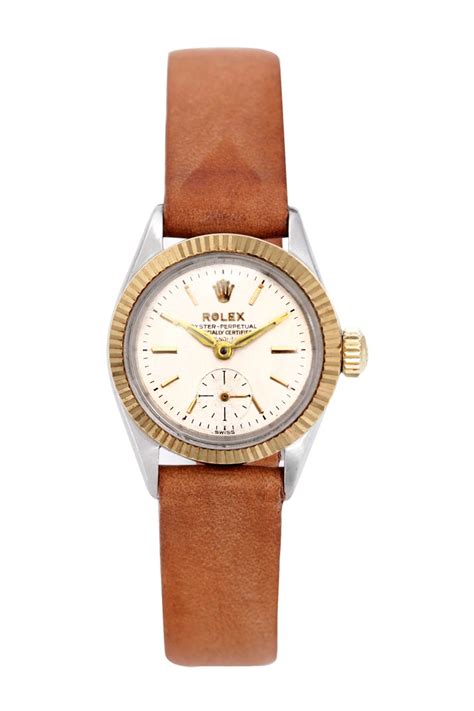 rolex leather band women's watch.